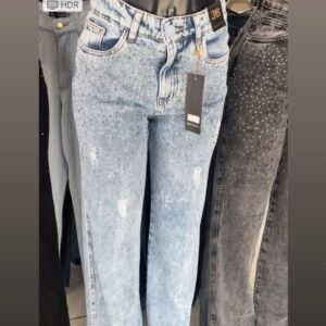JEANS BRILLOS CELESTE